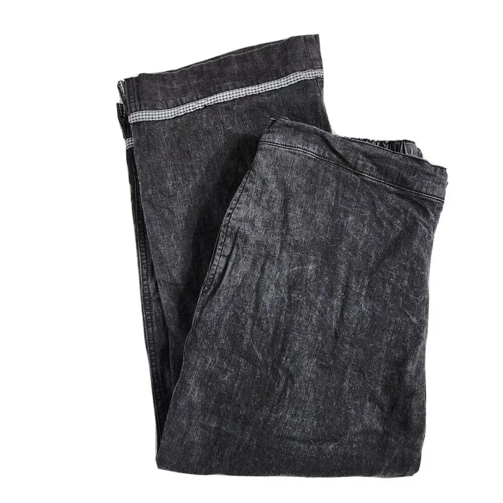 Denim & Co Womens Pants Large Classic Waist Stretch Twill Cropped Black A87541